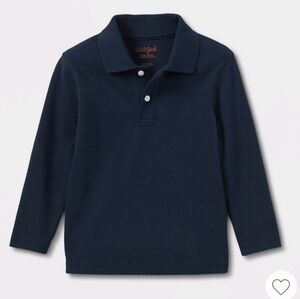 Cat & Jack Bundle (2) Long Sleeve Interlock Uniform Polo Shirt Navy Size 4T